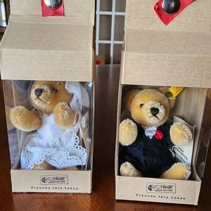 Vintage Steiff Bride and Groom Bears Mohair Circa 1988
